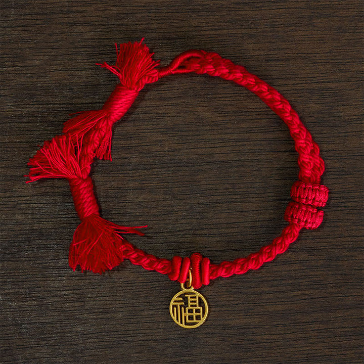 Buddha Stones Braccialetto "Nuovo inizio" con filo rosso e loto di rame - Cordino rosso (circonferenza del polso: 14–17 cm) - PERSONAGGIO FU - image 13