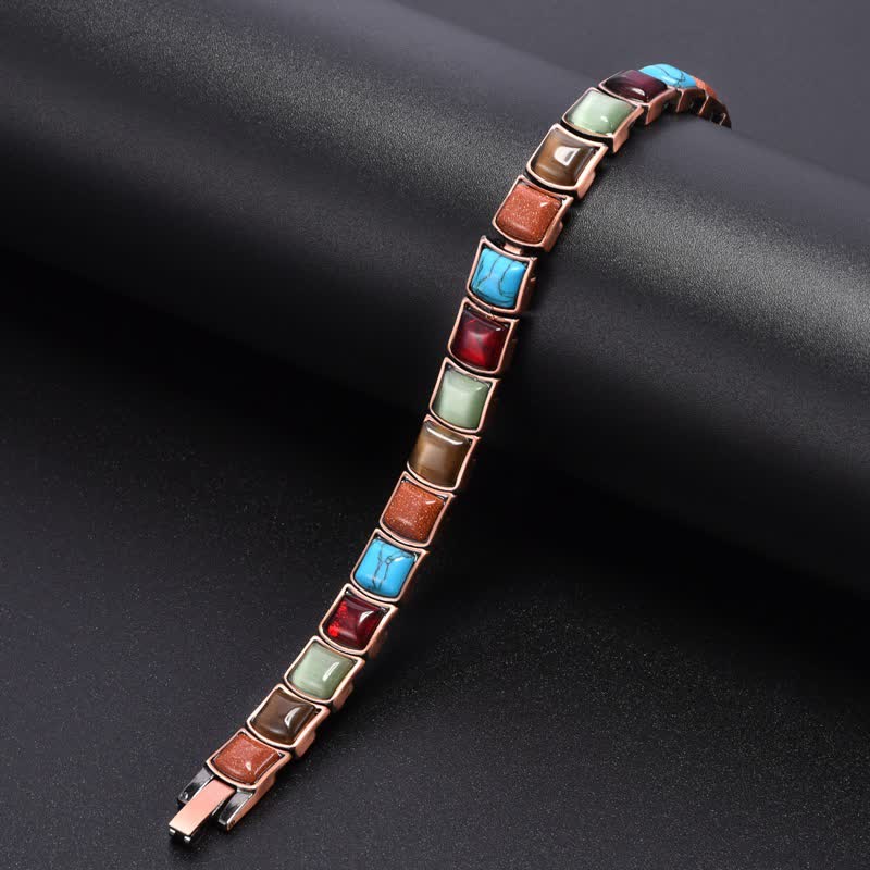Buddha Stones Bracciale vintage con bilanciere magnetico e inserti in rame e turchese - image 3