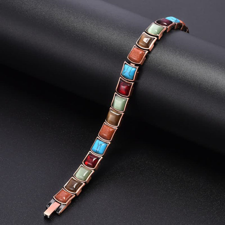 Buddha Stones Bracciale vintage con bilanciere magnetico e inserti in rame e turchese - image 3