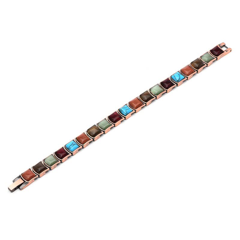 Buddha Stones Bracciale vintage con bilanciere magnetico e inserti in rame e turchese - image 4