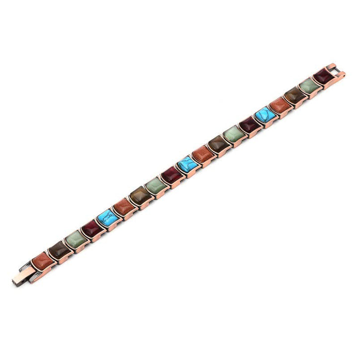 Buddha Stones Bracciale vintage con bilanciere magnetico e inserti in rame e turchese - image 4