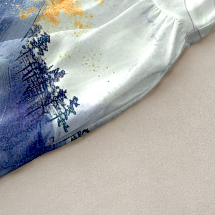 Buddha Stones Abito midi estivo da donna senza maniche con tasche, fantasia paesaggio con gru e inchiostro, ideale per l'estate. - image 6