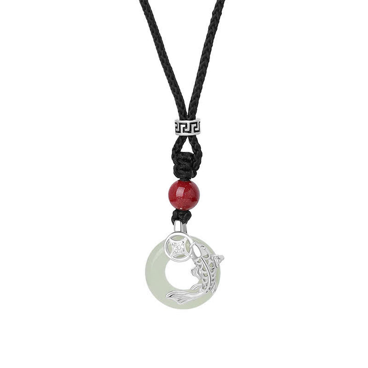 Buddha Stones Collana circolare intrecciata in stile cinese con motivo a carpa koi di giada. - image 13