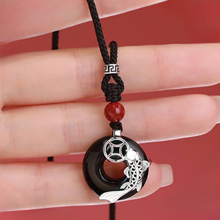 Buddha Stones Collana circolare intrecciata in stile cinese con motivo a carpa koi di giada. - image 10