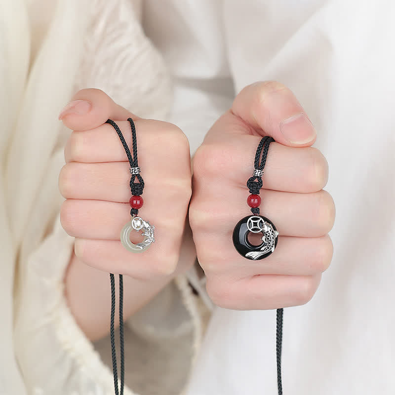 Buddha Stones Collana circolare intrecciata in stile cinese con motivo a carpa koi di giada. - image 2