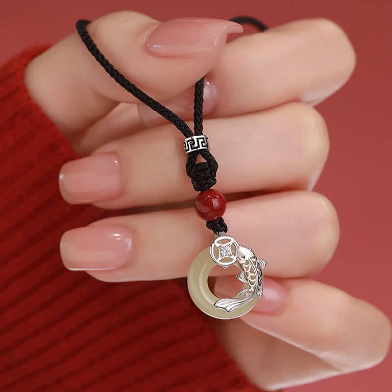 Buddha Stones Collana circolare intrecciata in stile cinese con motivo a carpa koi di giada. - image 12