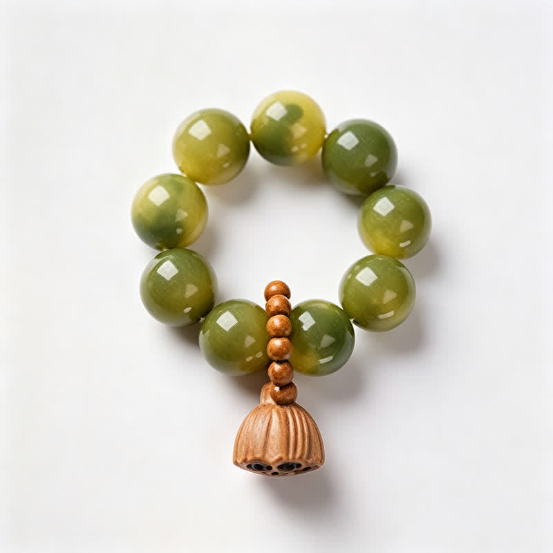 Buddha Stones Perline decorative per meditazione, tattili, a forma di baccello di loto Bodhi bianco, lucidate a mano, per favorire il radicamento e la concentrazione. - Verde - Seme di Bodhi bianco (Purezza ♥ Chiarezza) - image 10