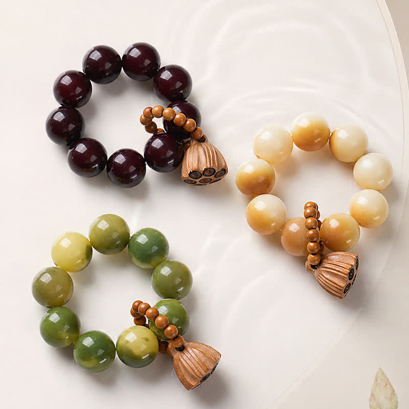 Buddha Stones Perline decorative per meditazione, tattili, a forma di baccello di loto Bodhi bianco, lucidate a mano, per favorire il radicamento e la concentrazione. - image 0
