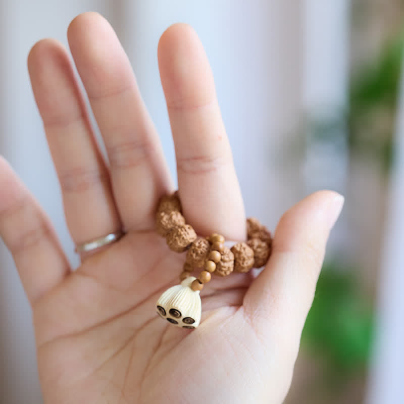 Buddha Stones Ciondolo a forma di baccello di loto Vajra, lucidato a mano, perline tattili per la meditazione. - image 2