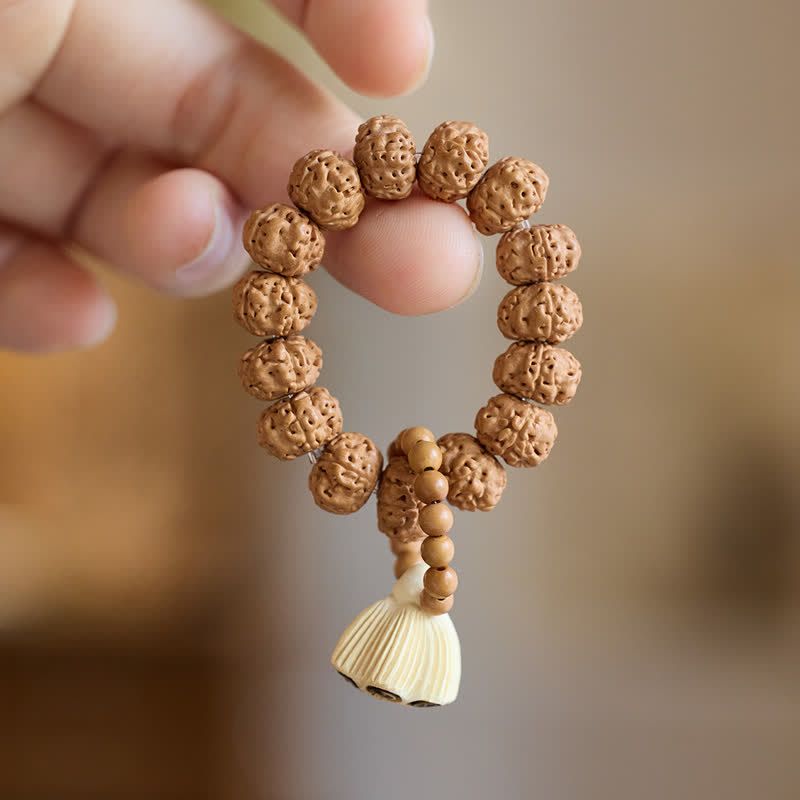 Buddha Stones Ciondolo a forma di baccello di loto Vajra, lucidato a mano, perline tattili per la meditazione. - image 3