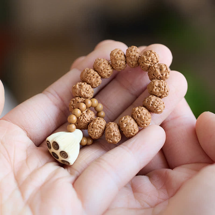 Buddha Stones Ciondolo a forma di baccello di loto Vajra, lucidato a mano, perline tattili per la meditazione. - Loto (Illuminazione ♥ Nuovi inizi) - image 0