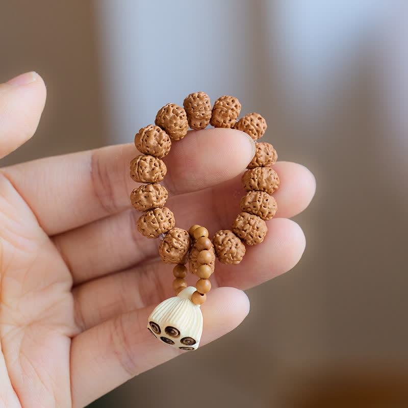 Buddha Stones Ciondolo a forma di baccello di loto Vajra, lucidato a mano, perline tattili per la meditazione. - image 1