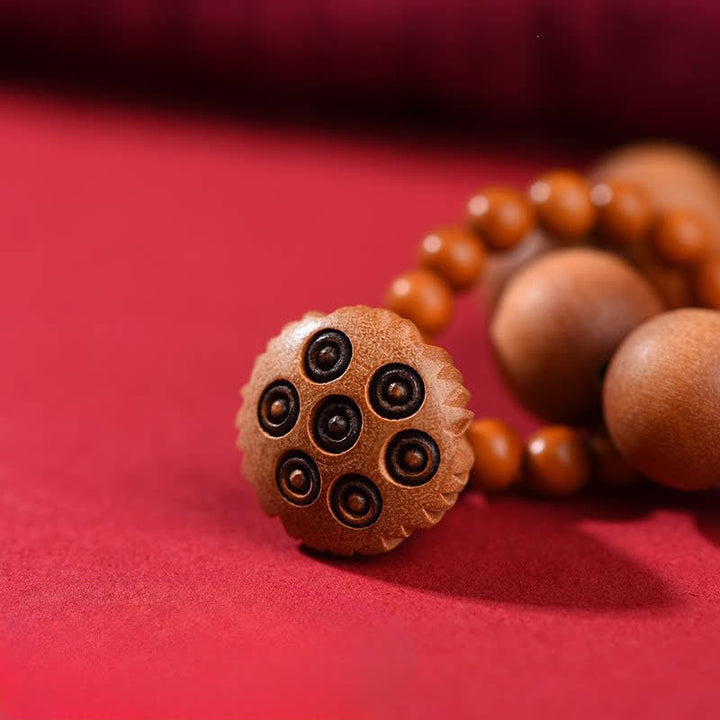Buddha Stones Perline decorative tattili in legno di pesco a forma di baccello di loto, lucidate a mano, ideali per la meditazione e il radicamento. - image 4