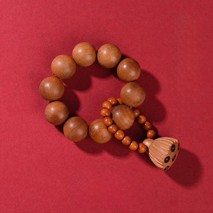 Buddha Stones Perline decorative tattili in legno di pesco a forma di baccello di loto, lucidate a mano, ideali per la meditazione e il radicamento. - Legno di pesco (Protezione ♥ Purificazione) - image 1