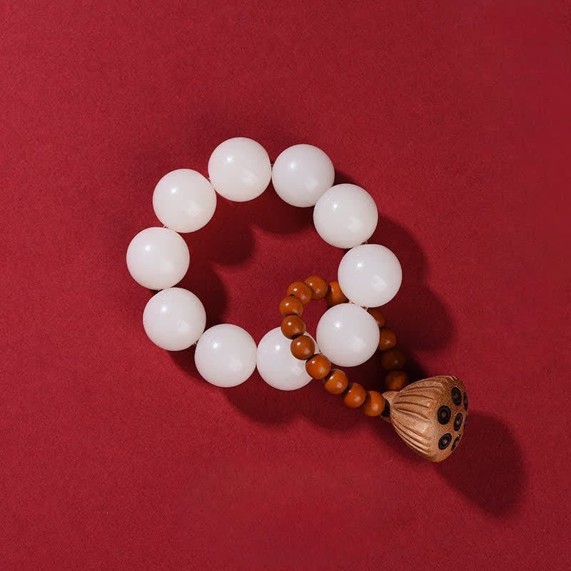 Buddha Stones Perline decorative tattili in legno di pesco a forma di baccello di loto, lucidate a mano, ideali per la meditazione e il radicamento. - Seme di Bodhi bianco (Purezza ♥ Meditazione) - image 10