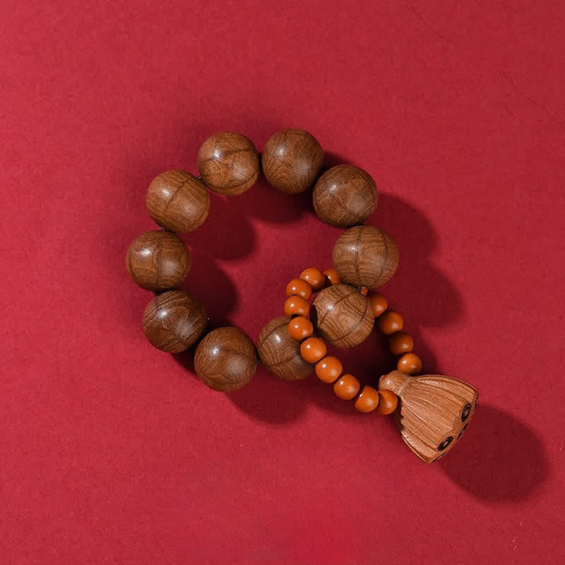 Buddha Stones Perline decorative tattili in legno di pesco a forma di baccello di loto, lucidate a mano, ideali per la meditazione e il radicamento. - Abelia Biflora (Protezione ♥ Pace) - image 9