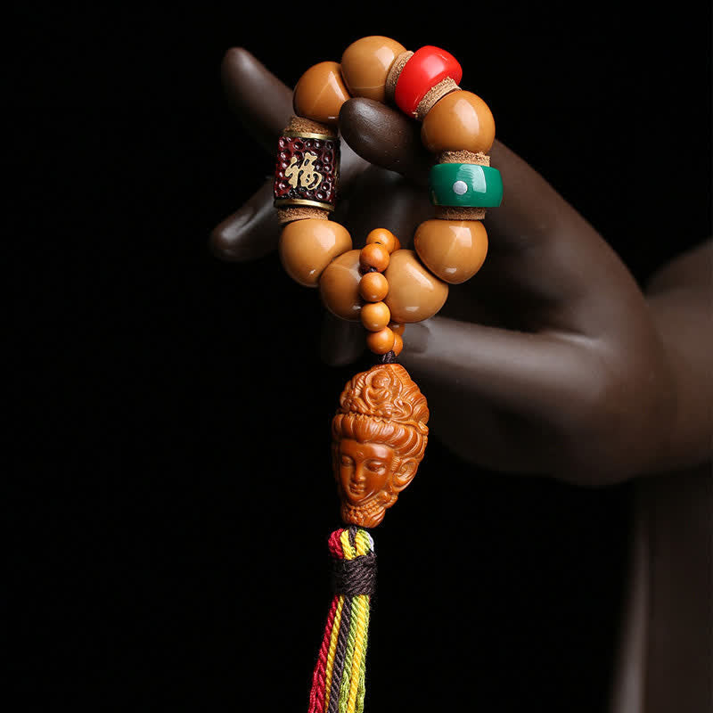 Buddha Stones Seme di Bodhi Avalokiteshvara Fu Carattere Pace Perline da meditazione colorate tibetane con nappa tattile Decorazioni - Seme di Bodhi (Risveglio ♥ Saggezza) - image 0