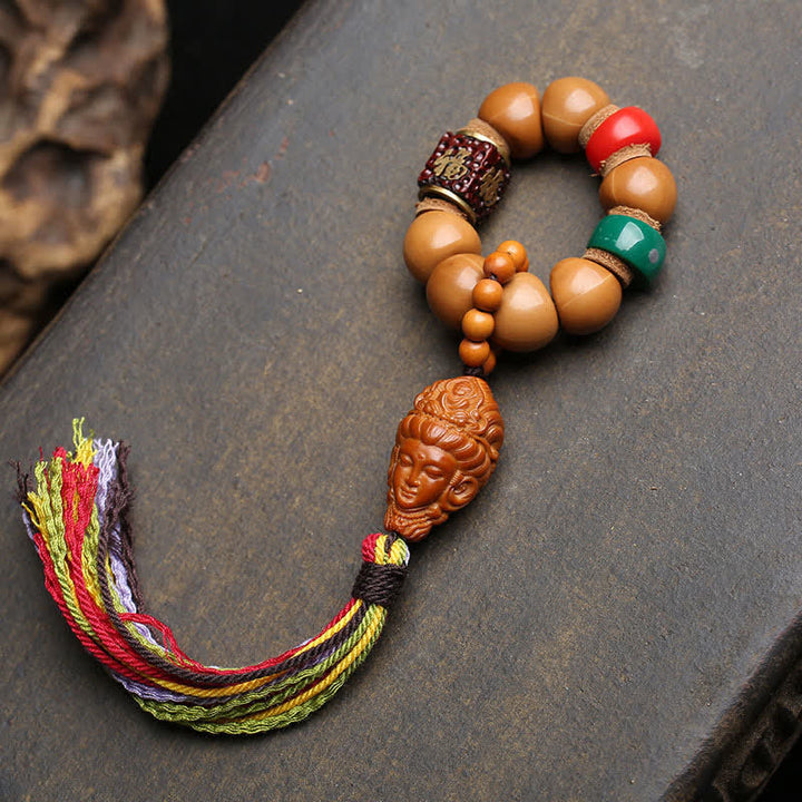 Buddha Stones Seme di Bodhi Avalokiteshvara Fu Carattere Pace Perline da meditazione colorate tibetane con nappa tattile Decorazioni - image 1