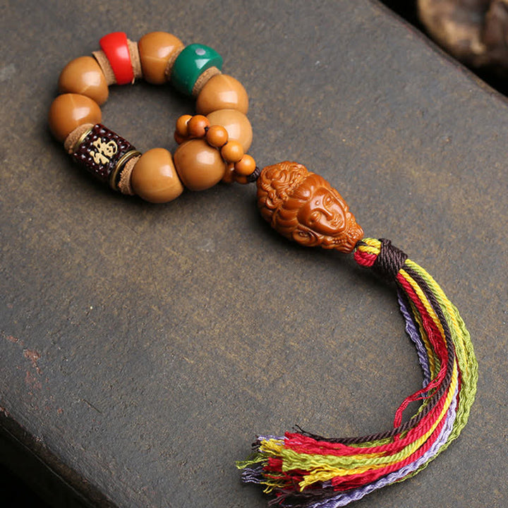 Buddha Stones Seme di Bodhi Avalokiteshvara Fu Carattere Pace Perline da meditazione colorate tibetane con nappa tattile Decorazioni - image 2