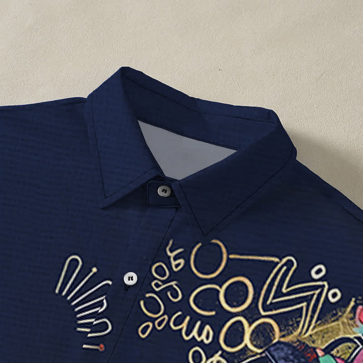 Buddha Stones Camicia da uomo a maniche corte traspirante con bottoni e motivo a silhouette di donna tribale. - image 12