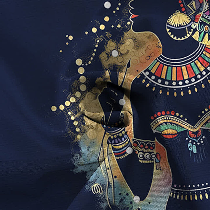 Buddha Stones Camicia da uomo a maniche corte traspirante con bottoni e motivo a silhouette di donna tribale. - image 14