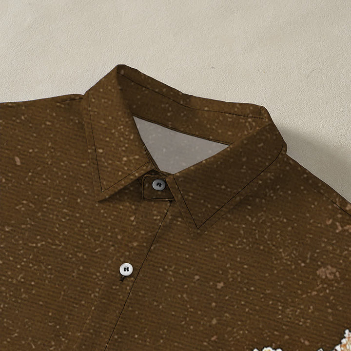 Buddha Stones Camicia da uomo a maniche corte traspirante con bottoni e motivo a onde di loto e nuvole. - image 12
