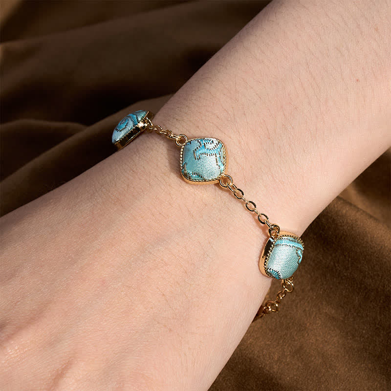 Buddha Stones Bracciale quadrato in broccato Copper Song Vintage Elegance - image 4