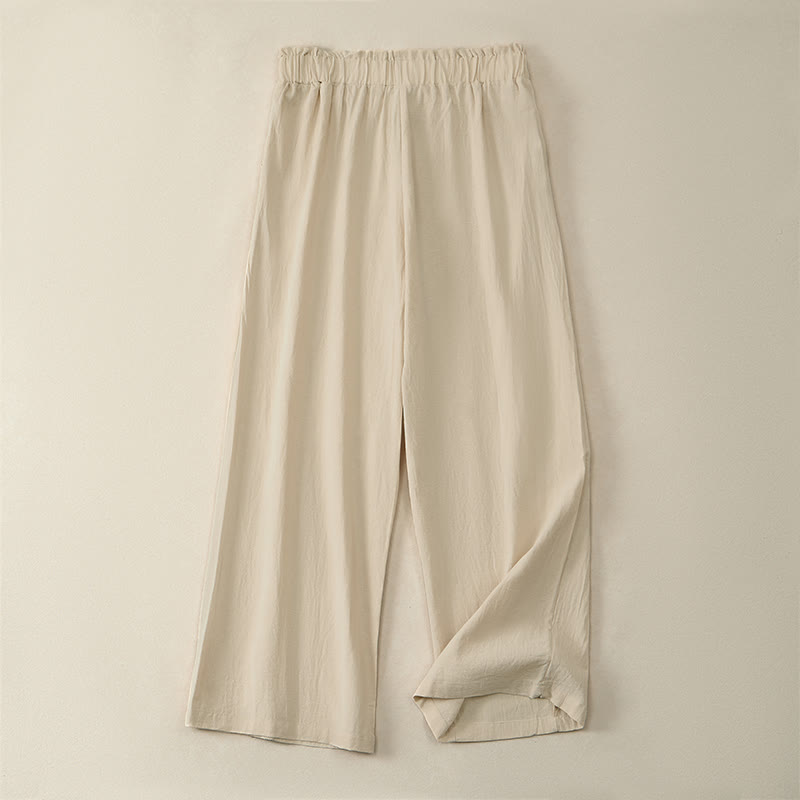 Buddha Stones Pantaloni lunghi da donna a gamba dritta, minimalisti, tinta unita, con coulisse, ideali per primavera/estate. Pantaloni casual da donna con tasche. - image 1
