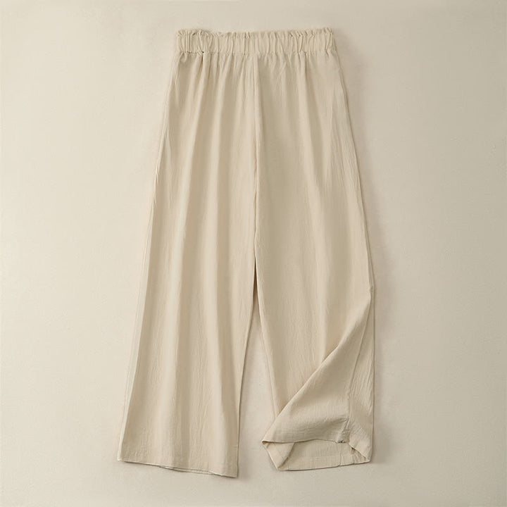 Buddha Stones Pantaloni lunghi da donna a gamba dritta, minimalisti, tinta unita, con coulisse, ideali per primavera/estate. Pantaloni casual da donna con tasche. - image 1