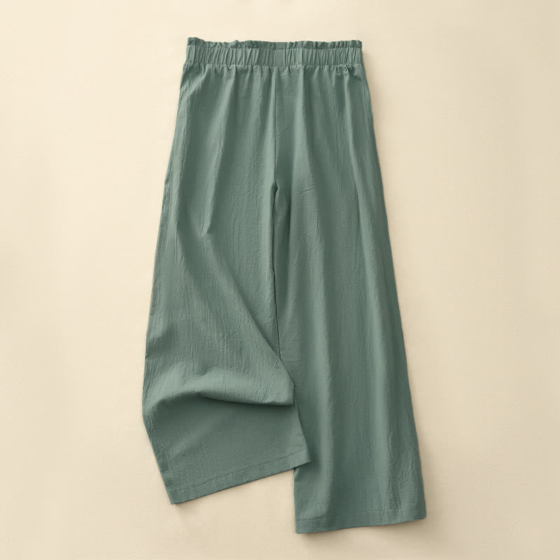 Buddha Stones Pantaloni lunghi da donna a gamba dritta, minimalisti, tinta unita, con coulisse, ideali per primavera/estate. Pantaloni casual da donna con tasche. - image 9