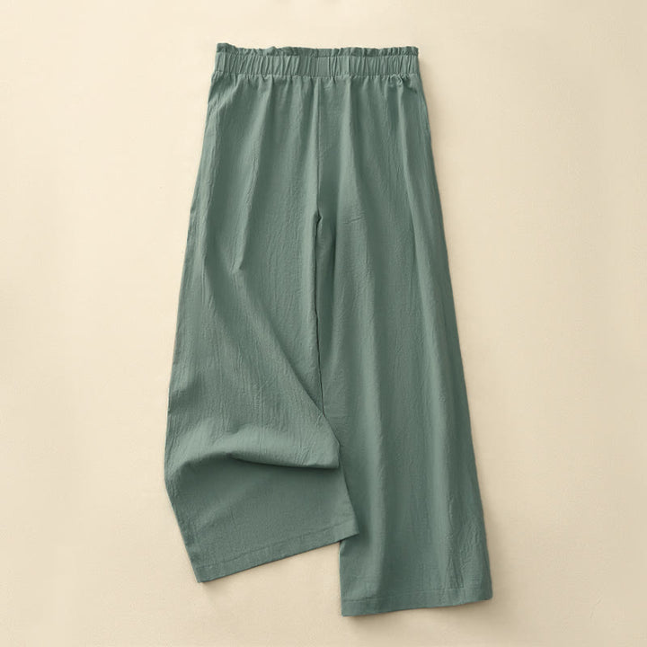 Buddha Stones Pantaloni lunghi da donna a gamba dritta, minimalisti, tinta unita, con coulisse, ideali per primavera/estate. Pantaloni casual da donna con tasche. - image 8