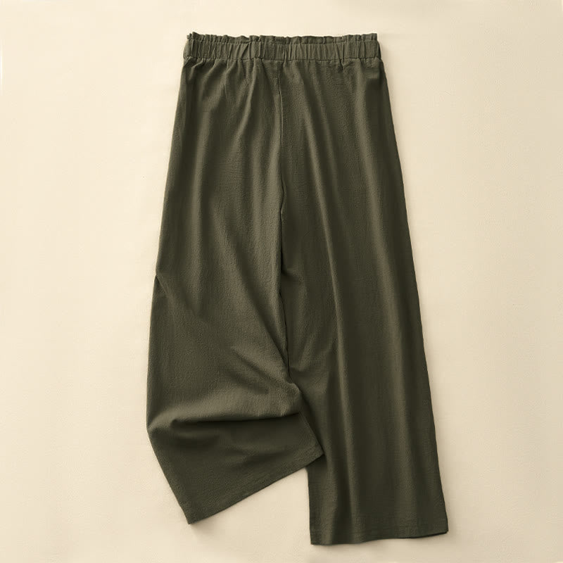 Buddha Stones Pantaloni lunghi da donna a gamba dritta, minimalisti, tinta unita, con coulisse, ideali per primavera/estate. Pantaloni casual da donna con tasche. - image 16