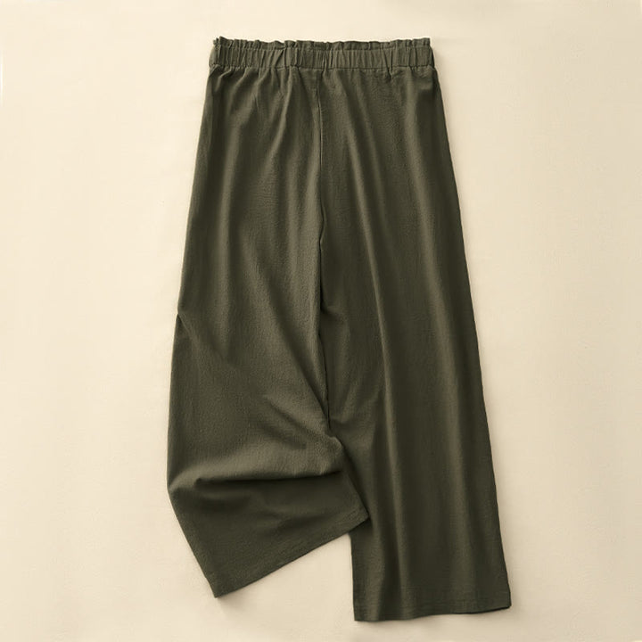 Buddha Stones Pantaloni lunghi da donna a gamba dritta, minimalisti, tinta unita, con coulisse, ideali per primavera/estate. Pantaloni casual da donna con tasche. - image 16