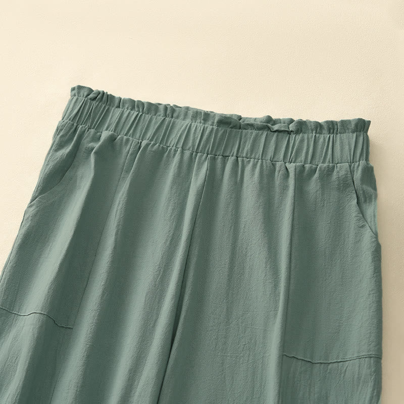 Buddha Stones Pantaloni lunghi da donna a gamba dritta, minimalisti, tinta unita, con coulisse, ideali per primavera/estate. Pantaloni casual da donna con tasche. - image 9