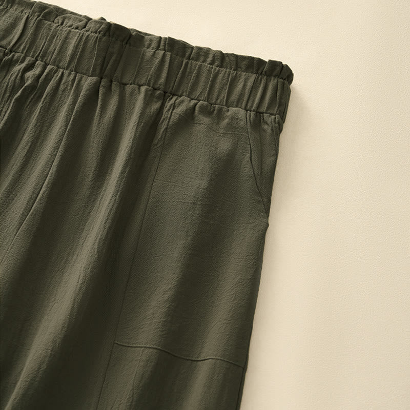 Buddha Stones Pantaloni lunghi da donna a gamba dritta, minimalisti, tinta unita, con coulisse, ideali per primavera/estate. Pantaloni casual da donna con tasche. - image 16
