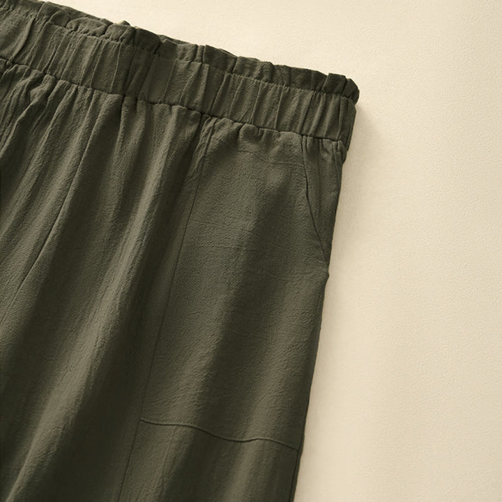 Buddha Stones Pantaloni lunghi da donna a gamba dritta, minimalisti, tinta unita, con coulisse, ideali per primavera/estate. Pantaloni casual da donna con tasche. - image 19