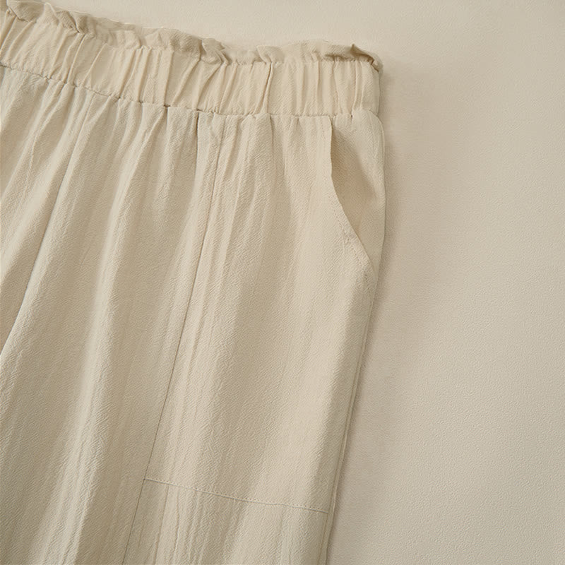 Buddha Stones Pantaloni lunghi da donna a gamba dritta, minimalisti, tinta unita, con coulisse, ideali per primavera/estate. Pantaloni casual da donna con tasche. - image 3