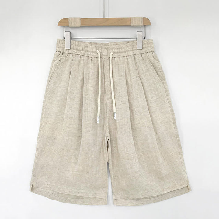 Buddha Stones Pantaloncini da uomo estivi casual minimalisti con coulisse, tinta unita e tasche. - Biancheria - US/UK/AU46, EU56 (5XL) - image 8