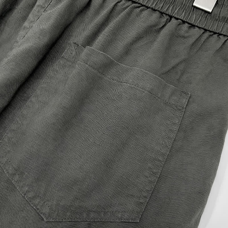 Buddha Stones Pantaloncini da uomo estivi casual minimalisti con coulisse, tinta unita e tasche. - image 6