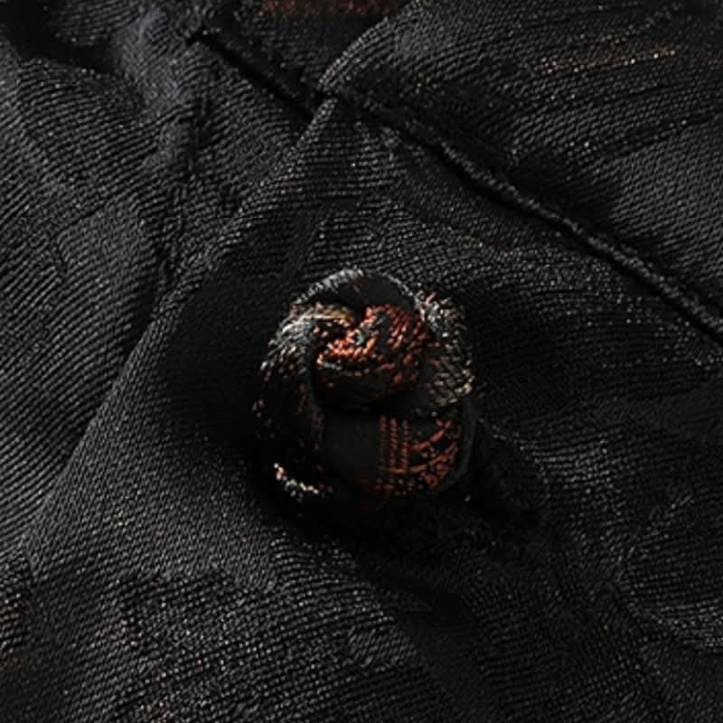 Buddha Stones Camicia da uomo a maniche corte, stile Tang, casual, con colletto alla coreana e motivo a farfalla in bambù, ideale per primavera/estate. - image 6