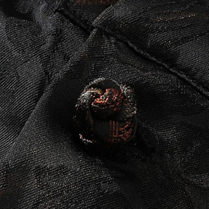 Buddha Stones Camicia da uomo a maniche corte, stile Tang, casual, con colletto alla coreana e motivo a farfalla in bambù, ideale per primavera/estate. - image 6