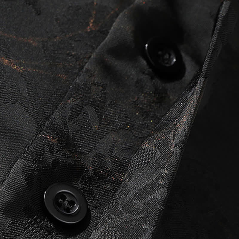 Buddha Stones Camicia da uomo a maniche corte, stile Tang, casual, con colletto alla coreana e motivo a farfalla in bambù, ideale per primavera/estate. - image 7