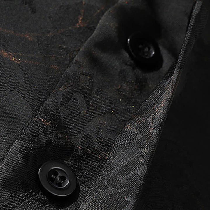 Buddha Stones Camicia da uomo a maniche corte, stile Tang, casual, con colletto alla coreana e motivo a farfalla in bambù, ideale per primavera/estate. - image 7