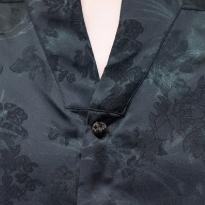 Buddha Stones Camicia da uomo a maniche corte, stile Tang, casual, con colletto alla coreana e motivo a farfalla in bambù, ideale per primavera/estate. - image 16