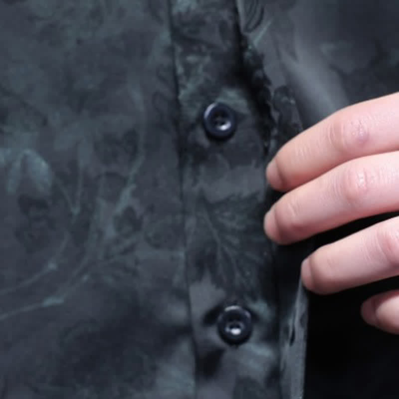 Buddha Stones Camicia da uomo a maniche corte, stile Tang, casual, con colletto alla coreana e motivo a farfalla in bambù, ideale per primavera/estate. - image 17