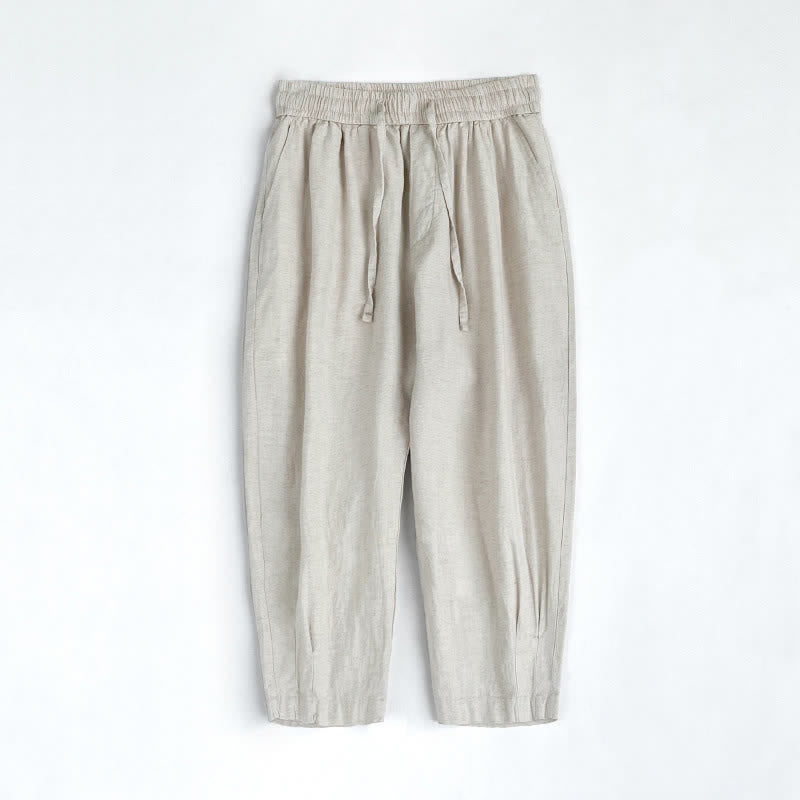 Buddha Stones Pantaloni harem da uomo estivi casual vintage con coulisse e tasche. - Biancheria - US/UK/AU44, EU54 (4XL) - image 12