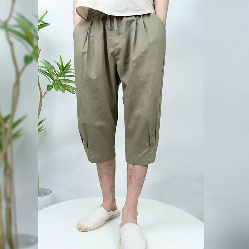 Buddha Stones Pantaloni harem da uomo estivi casual vintage con coulisse e tasche. - image 2