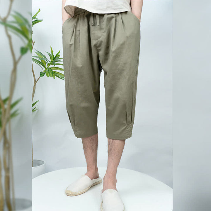 Buddha Stones Pantaloni harem da uomo estivi casual vintage con coulisse e tasche. - image 2