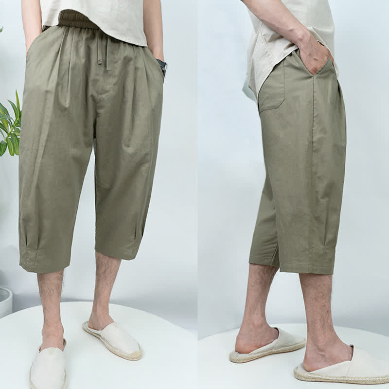Buddha Stones Pantaloni harem da uomo estivi casual vintage con coulisse e tasche. - image 5