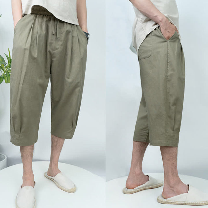 Buddha Stones Pantaloni harem da uomo estivi casual vintage con coulisse e tasche. - image 5
